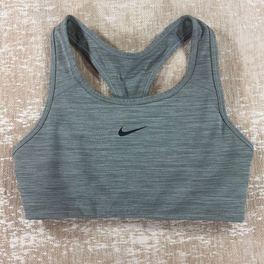 Nike Dri-FIT Swoosh Medium-Support Sports Bra - Heather Gray - Size XS